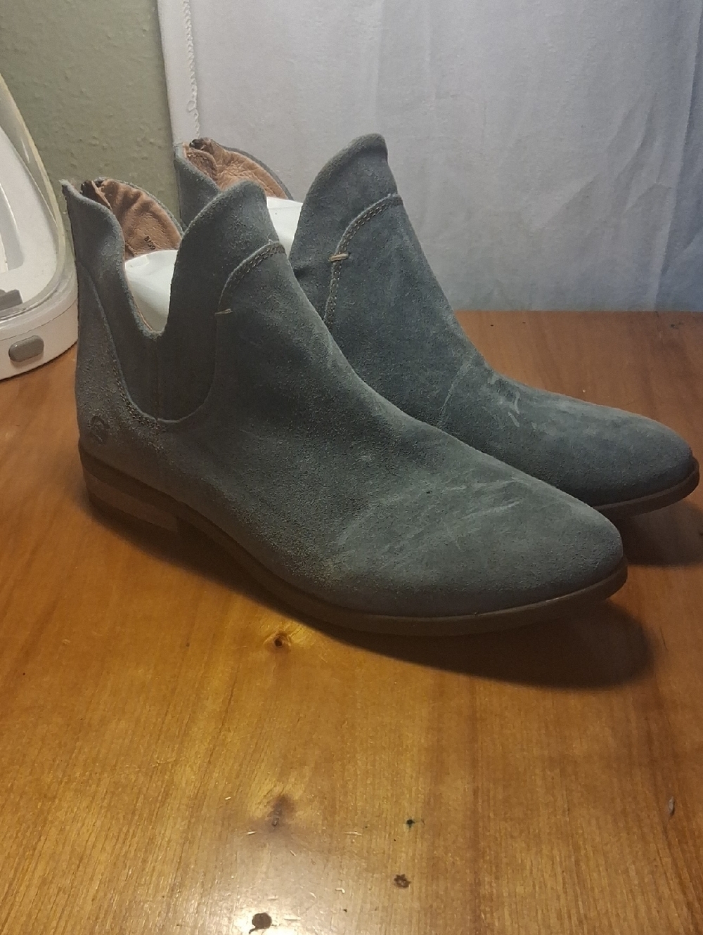 Born Suede Light Blue Ankle Boots Size 8